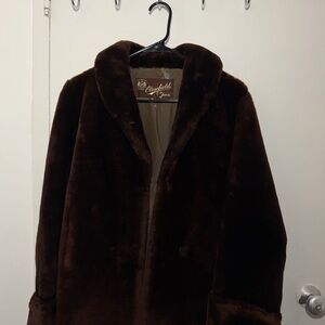 Elegant Brown Faux Fur Coat